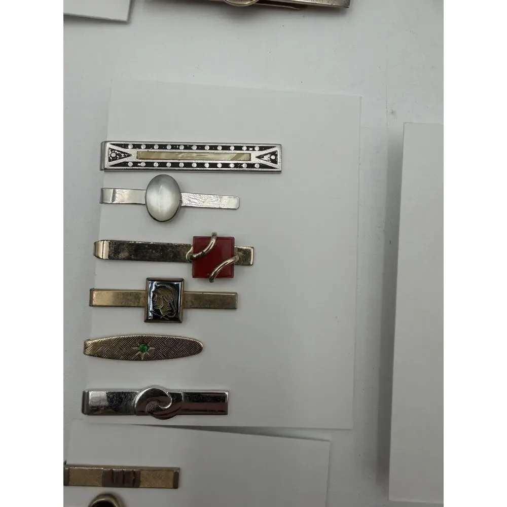 Vintage Lot 60+ Tie Clip/ Tie Pin Signed Anson Hicock Swank Gold Silver Tone